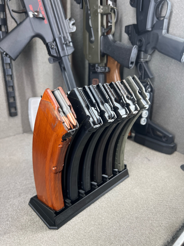AK Mag Holder with various magazines